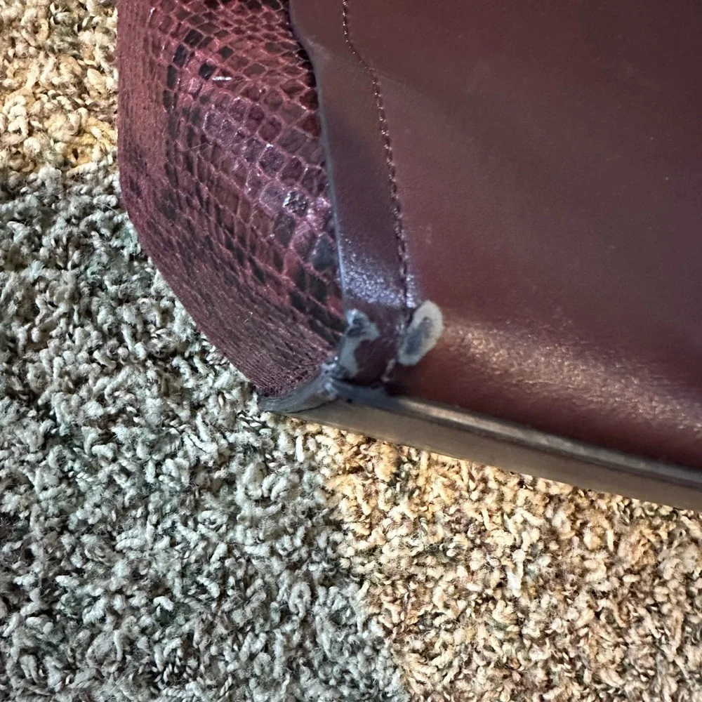 Nine West Purple and Black Snakeskin Tote Bag